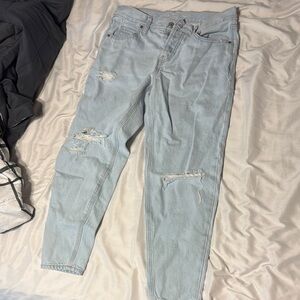Old Navy jeans Mid Rise Rip Jeans Slouchy Taper has been Worn a Few Times